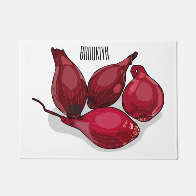 Shallot cartoon illustration doormat (Front)