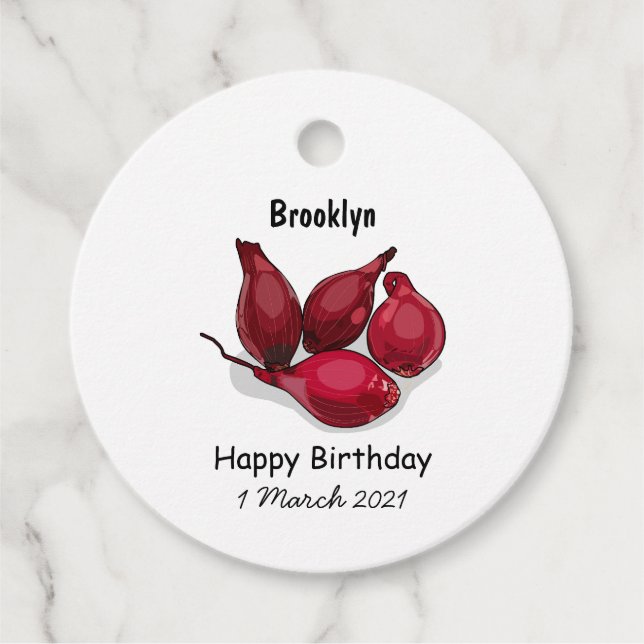 Shallot cartoon illustration favour tags (Front)