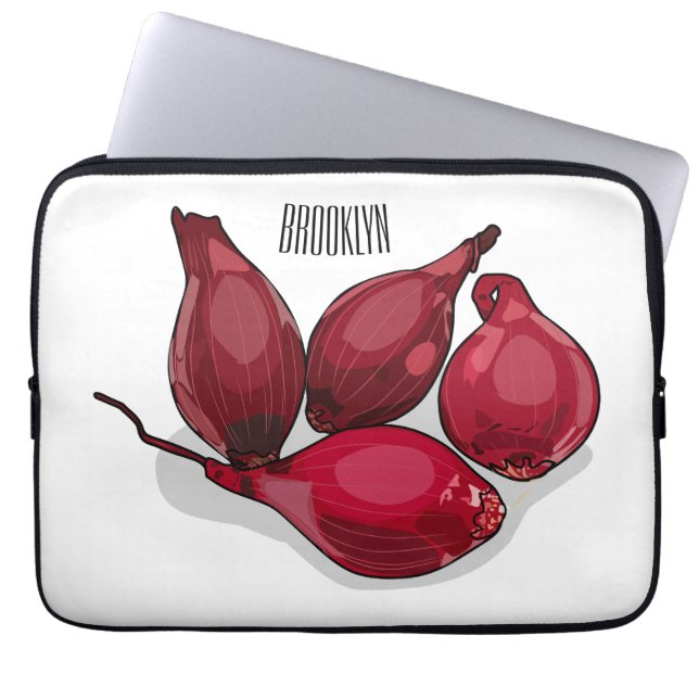 Shallot cartoon illustration laptop sleeve (Front)
