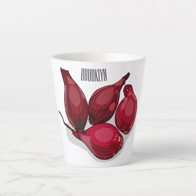Shallot cartoon illustration latte mug (Front)