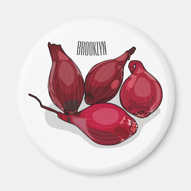 Shallot cartoon illustration magnet (Front)