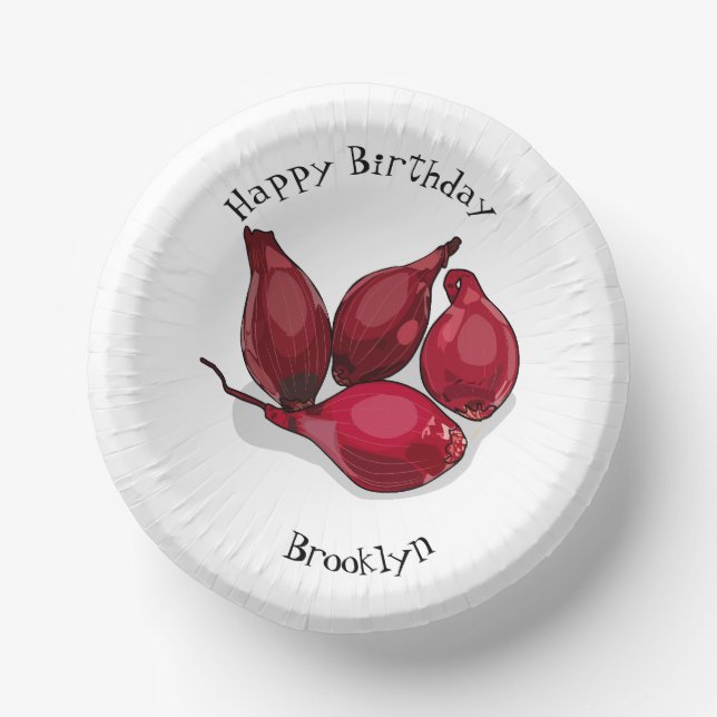 Shallot cartoon illustration paper plate (Front)
