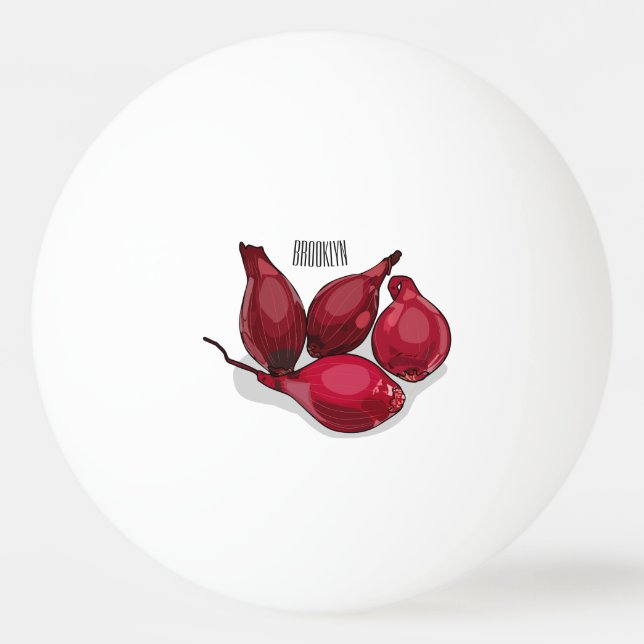 Shallot cartoon illustration ping pong ball (Front)