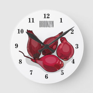 Shallot cartoon illustration round clock