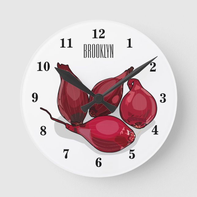 Shallot cartoon illustration round clock (Front)