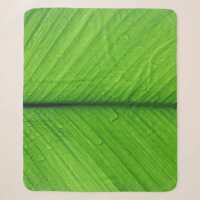 Shallow focus photo of green leaf sherpa blanket (Front)