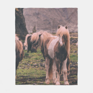 SHALLOW FOCUS PHOTOGRAPHY OF HORSES FLEECE BLANKET