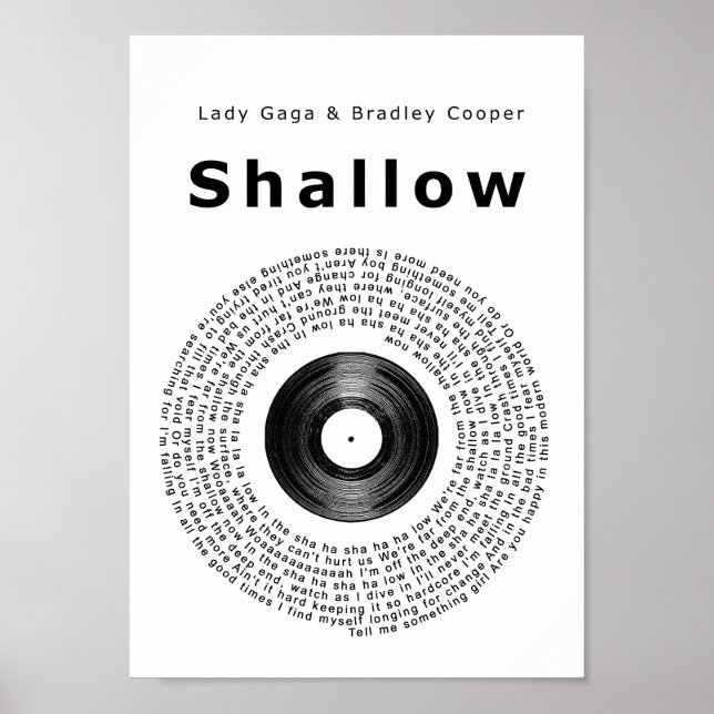 Shallow Vinyl Record Song Lyric Wall Art Print (Front)
