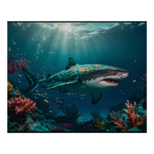 Shallow Water Tropical Shark Poster