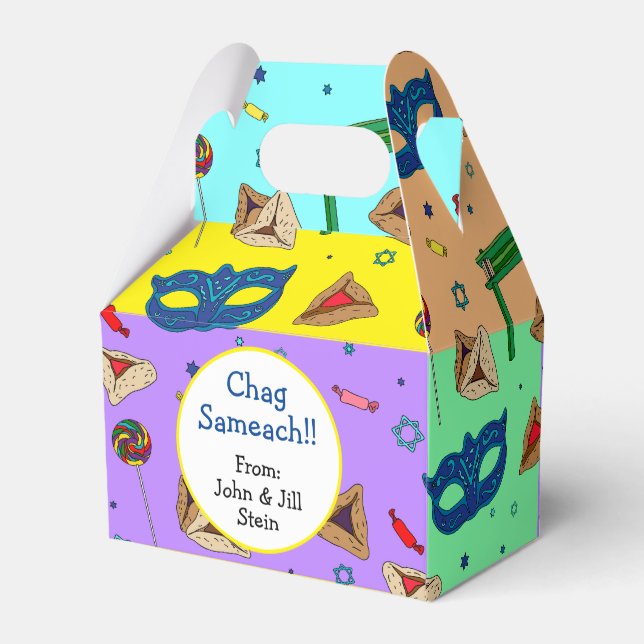 Shaloch Manot - Personalised Colourful Favour Box (Back Side)