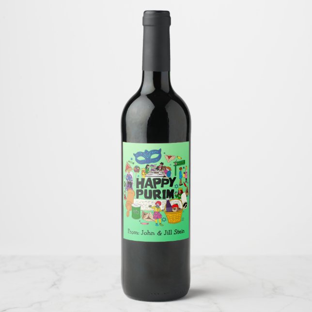 Shaloch Manot - Personalised Wine Label (Front)