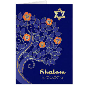 Shalom at Pesach. Spring Flowering Tree Card