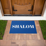 Shalom blue white Hebrew hello peace Jewish Doormat<br><div class="desc">Shalom blue white Hebrew hello peace Jewish Doormat.
White letters,  blue background.</div>