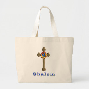 Shalom cross large tote bag