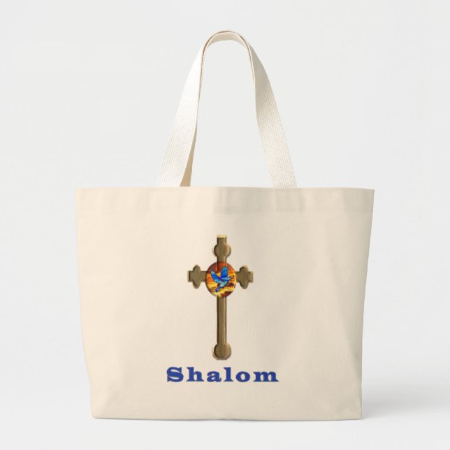Shalom cross large tote bag (Front)