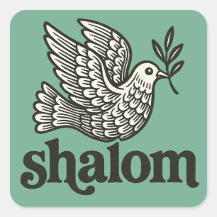 Shalom Dove Peace Earth Square Sticker