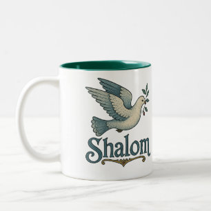 Shalom Dove Peace Earth Two-Tone Coffee Mug