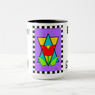 Shalom flower over Star of David mug