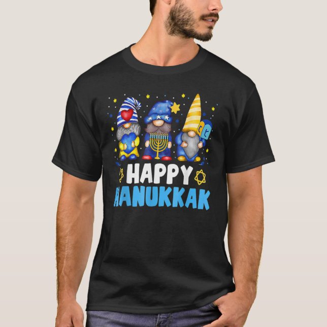 Shalom Gnome Happy Hanukkah Chanukkah Jewish Dreid T-Shirt (Front)