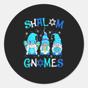 Shalom Gnome Jewish Hanukkah Chanukkah Gnomes Fami Classic Round Sticker