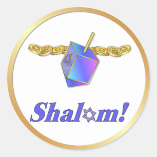 Shalom Hanukkah Classic Round Sticker