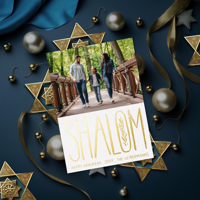 Shalom Hanukkah Holiday Photo Foil Card (Creator Uploaded)