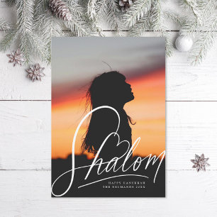 Shalom Heart Hand Lettering Hanukkah Photo Card