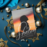 Shalom Heart Hand Lettering Hanukkah Photo Card<br><div class="desc">hand lettered "shalom" with heart,  editable colour and scale; optional message on the back or add more photos</div>