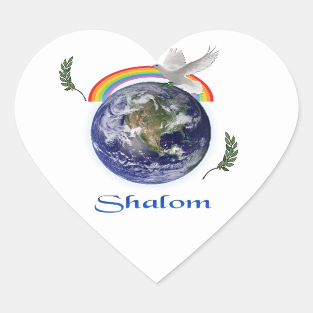 shalom heart sticker (Front)