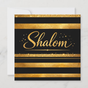 Shalom Jewish Judaica Gold Black Luxury Modern Art Thank You Card