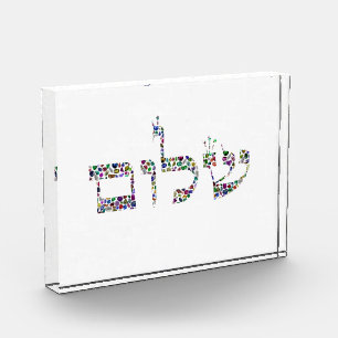 Shalom made with Gemstones in All Colours Photo Block