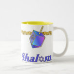 Shalom Mug<br><div class="desc">Festive Shalom mug with coins,  dreidel and Star of David for Hanukkah</div>