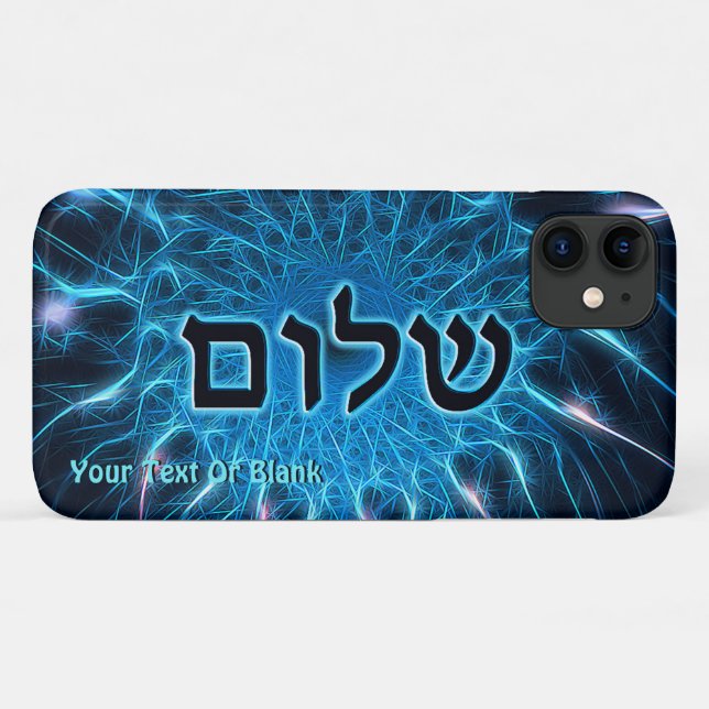 Shalom On Blue Fractal Case-Mate iPhone Case (Back (Horizontal))