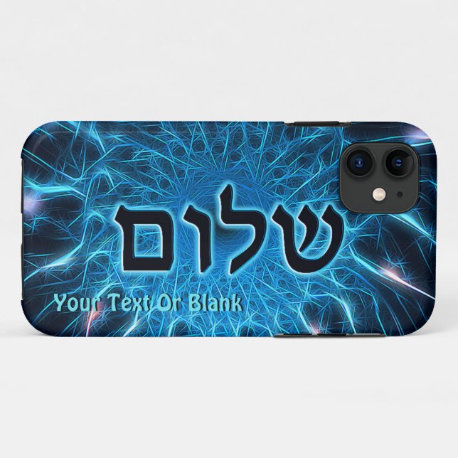 Shalom On Blue Fractal Case-Mate iPhone Case (Back (Horizontal))
