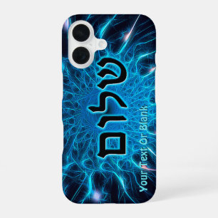 Shalom On Blue Fractal iPhone 16 Case