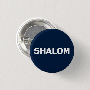 Shalom, Peace, navy blue white modern simple 3 Cm Round Badge
