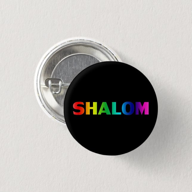 Shalom, Peace, Pride Lgbt Lgbtq Gay Rainbow black 3 Cm Round Badge (Front & Back)