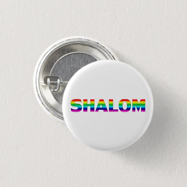 Shalom Rainbow colours Pride Lgbt Lgbtq Gay 3 Cm Round Badge (Front & Back)