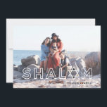 Shalom Star Hanukkah Holiday Card<br><div class="desc">The word "Shalom" says it all on this modern Hanukkah Photo Card featuring the Star of David. Background colour on the back is customisable. Look for coordinating products from Parcel Studios.</div>