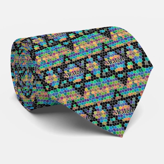 Shalom-Star of David/colourful Tie (Rolled)