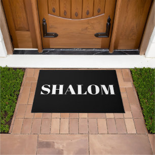 Shalom white black modern elegant doormat
