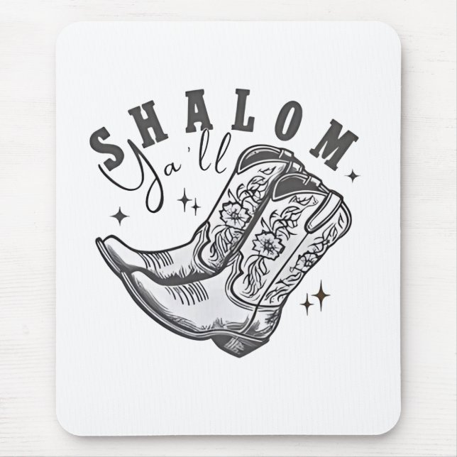 Shalom Y'all Cowboy Jewish Hanukkah West  Mouse Mat (Front)