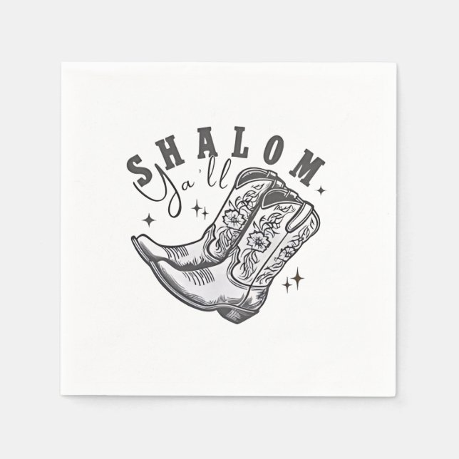 Shalom Y'all Cowboy Jewish Hanukkah West  Napkin (Front)