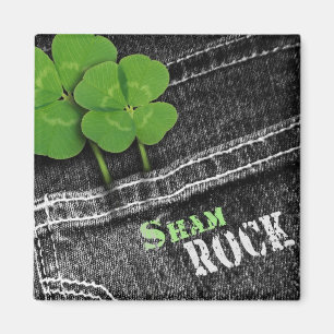 Sham Rock. Black Denim St. Patrick's Day  Magnet