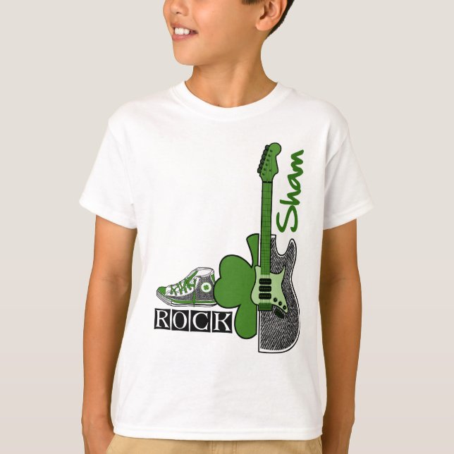 Sham Rock. Music Theme St. Patrick's Day T-Shirt (Front)