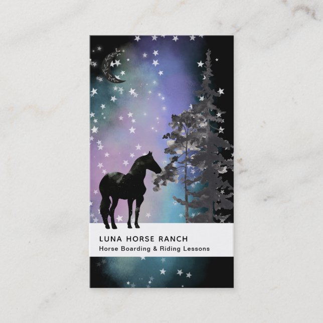 *~* Shaman Cosmic Stars Moon Horse Equine Rainbow Business Card (Front)