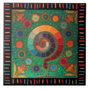 Shaman Huichol Celestial Serpent Tile