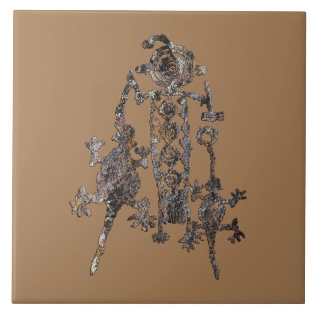 Shaman Petroglyph Coso Range, California Tile (Front)