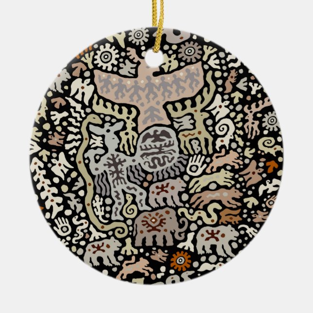 Shaman Peyote Ritual Ceramic Tree Decoration (Front)