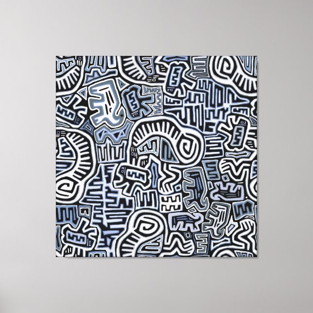 Shaman Peyote Ritual Mola Canvas Print (Front)